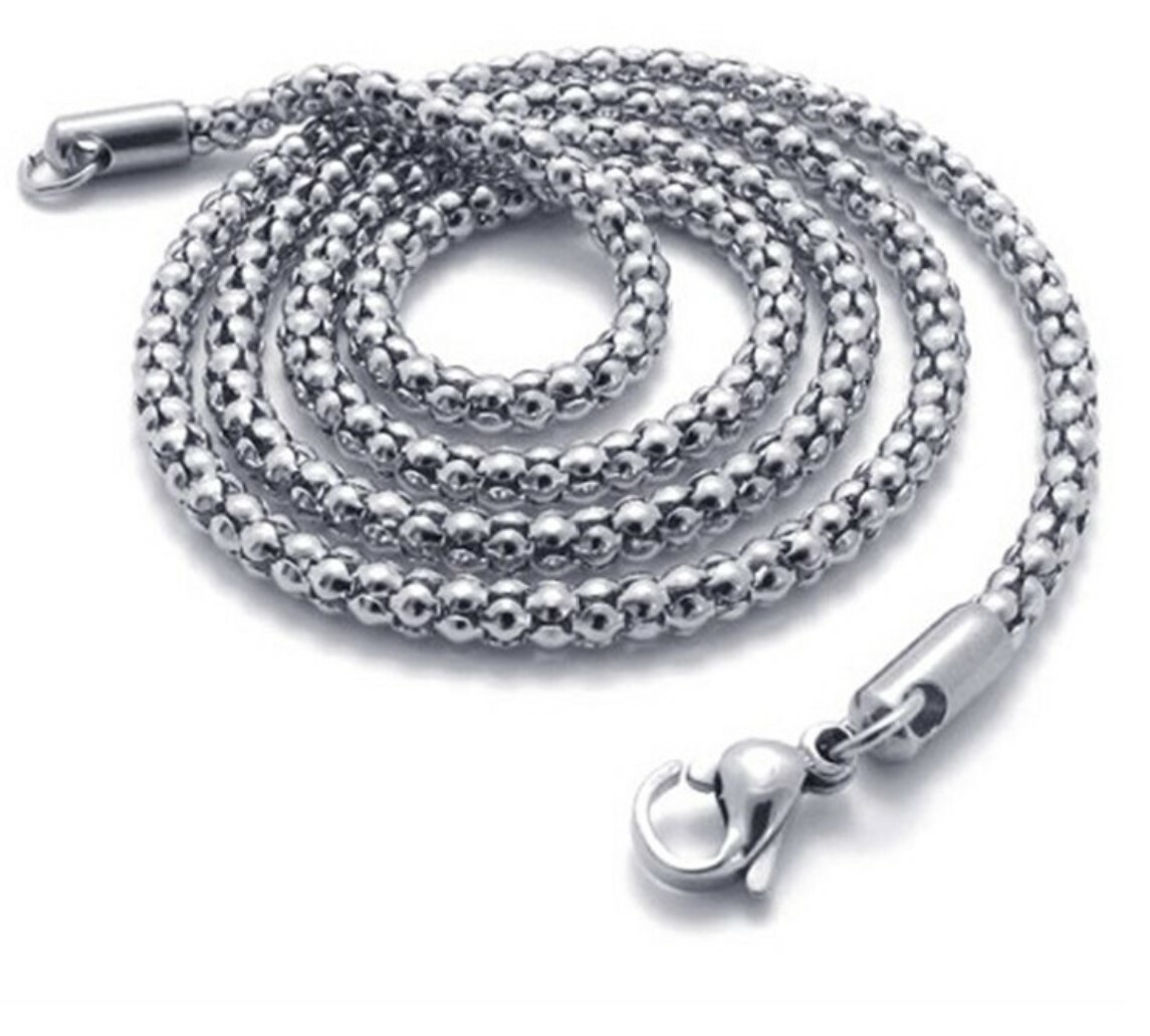 Stainless Steel Popcorn Chain 2.4 mm 22,24,26,28 in