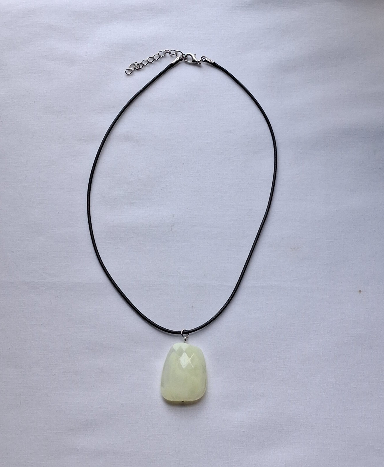 Faceted Yellow Glass Bead Pendant Black Cord Rope Necklace Handmade Statement