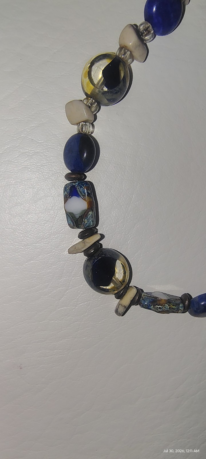 Blue Beaded Ball/Bead Necklace Glass Stone Metal Toggle Clasp Fashion