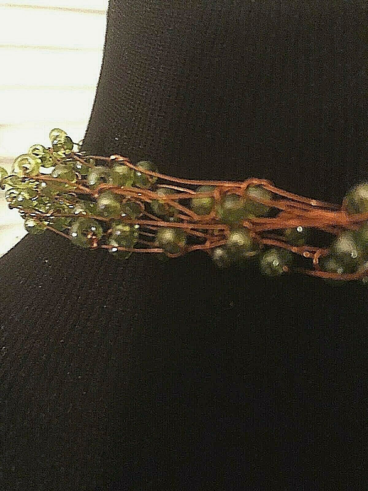 Mi Linea Green Beaded Copper Wire Multi-strand Choker Necklace NWOT