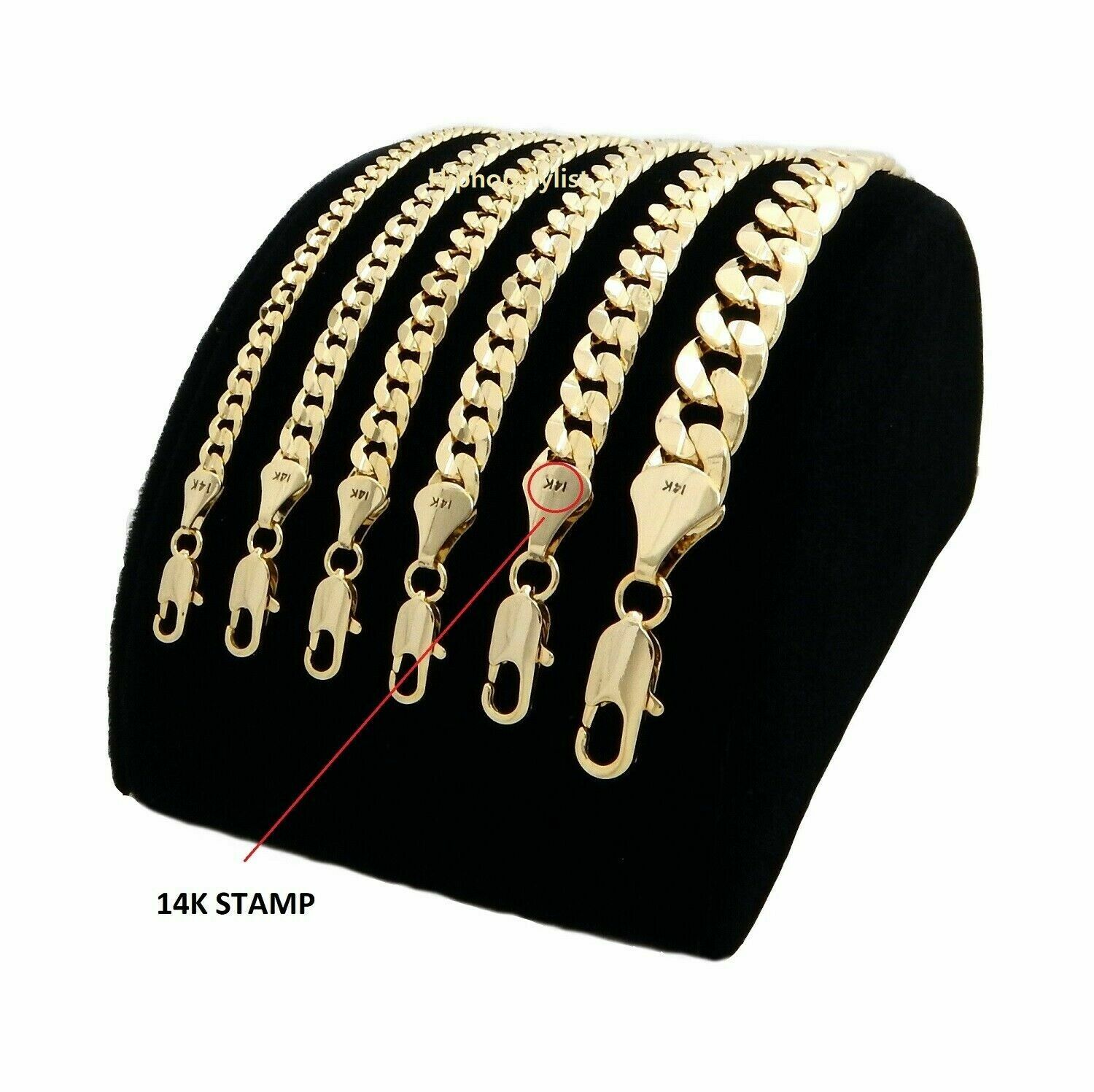 Mens Italian Cuban link Chain 14k Gold Plated 20″ 22″ 24″ 30″ Concave Necklace