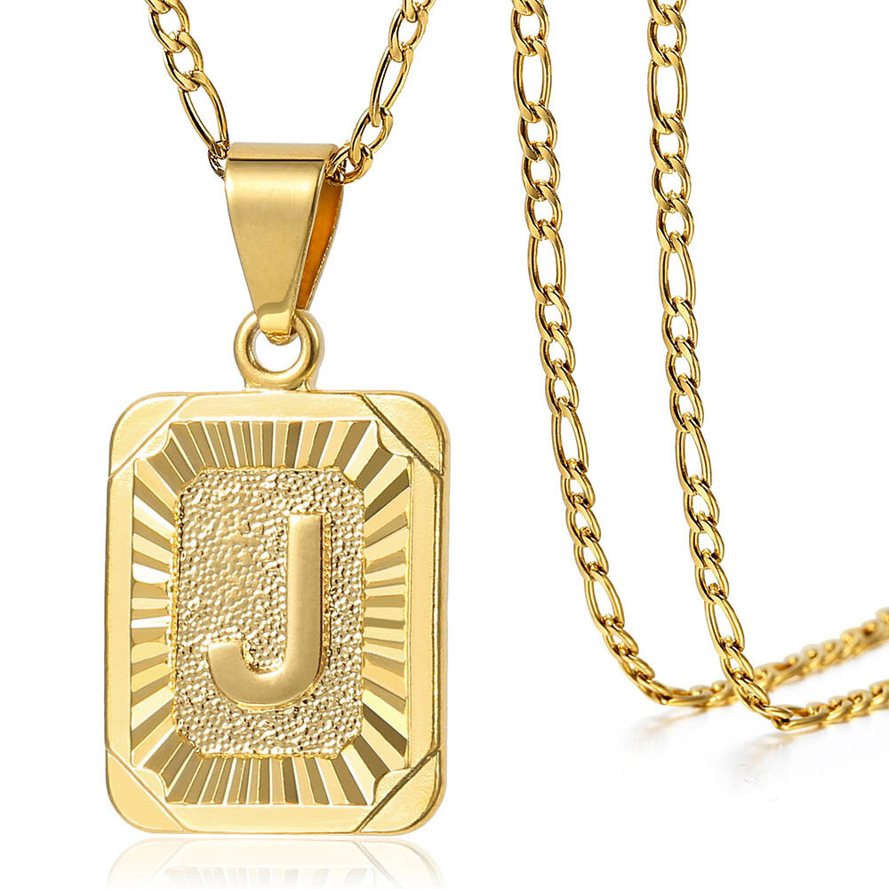Womens Mens Gold Filled A-Z Pendant Necklace Choker Stainless Steel Multi Chains