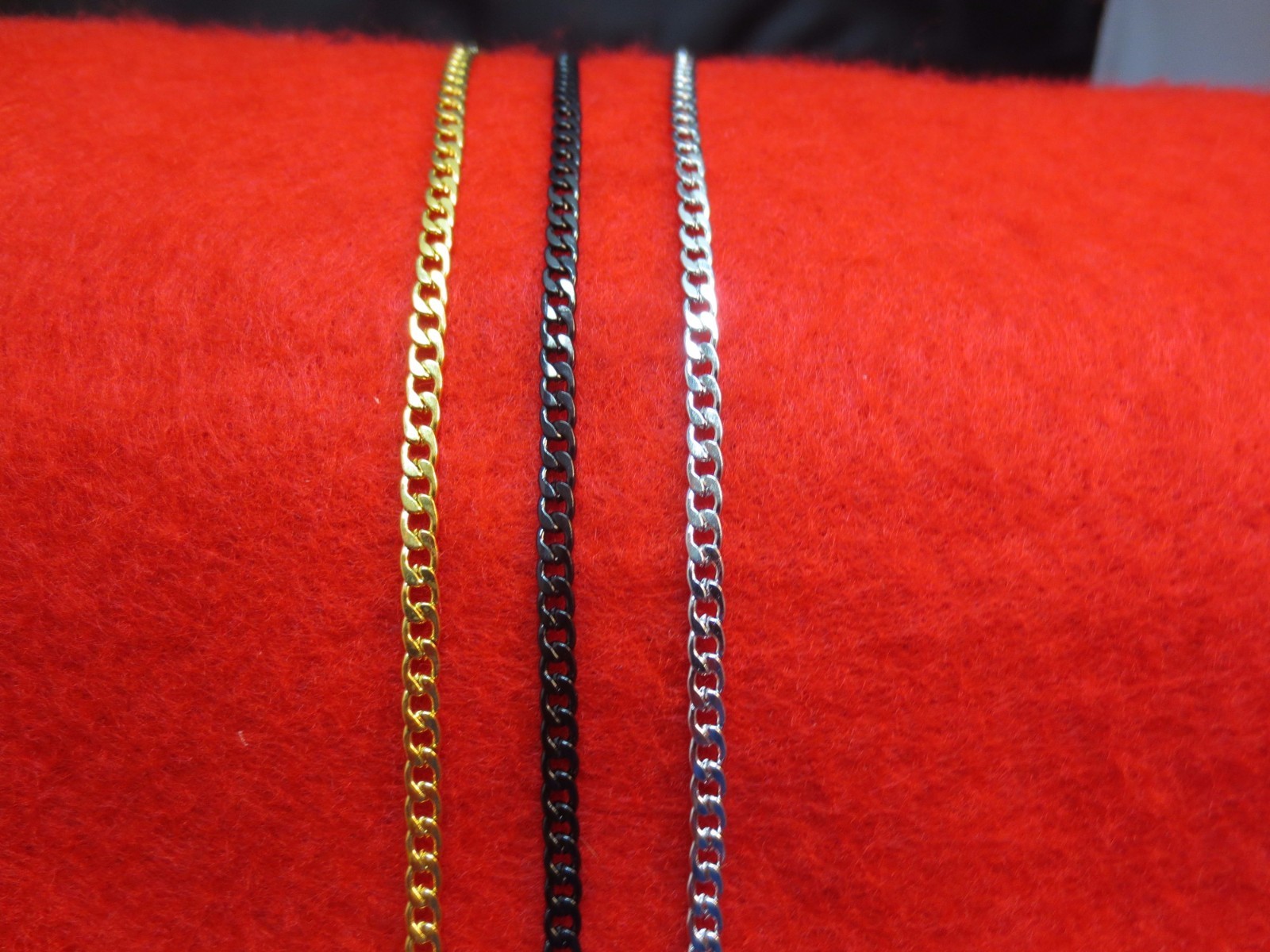 STAINLESS STEEL Unisex 16″-24″ 3MM SILVER,BLACK,GOLD PLATED CURB CHAIN NECKLACE
