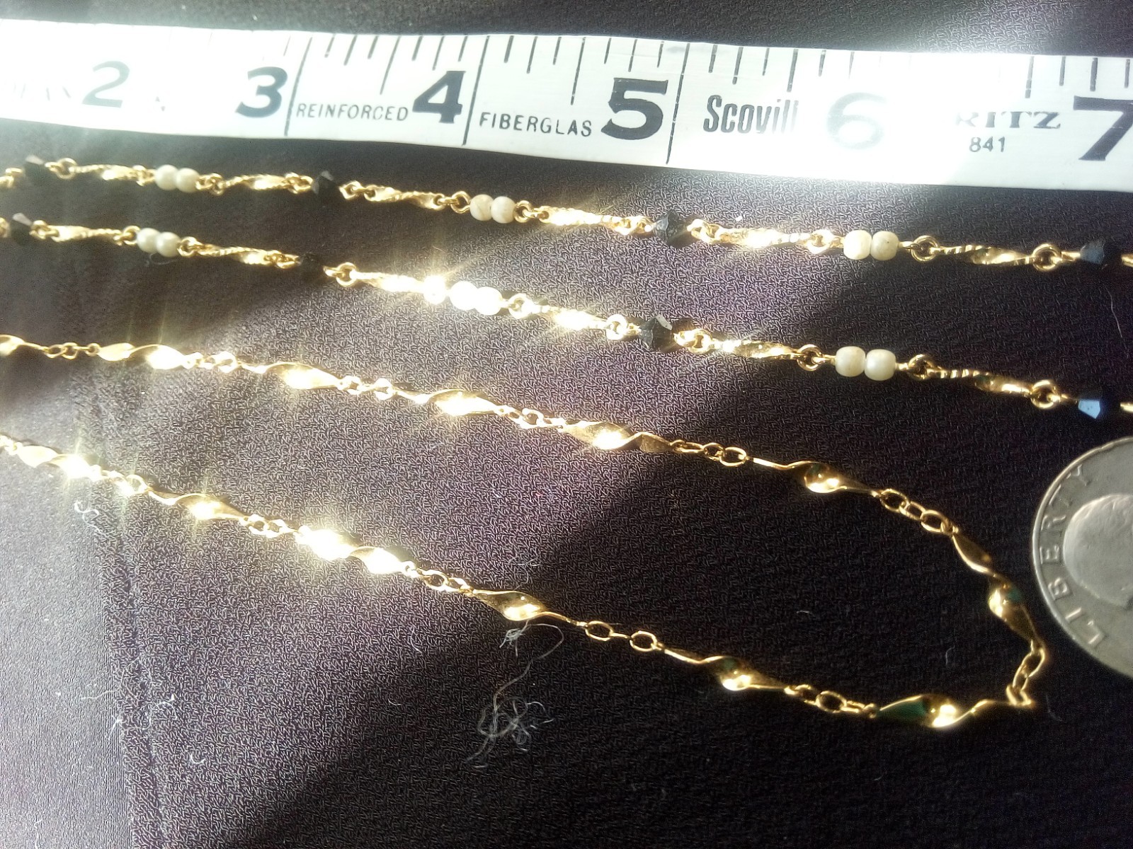 2 necklaces Complement Ea. Other, GTone, 1 with Small Whi Beads & Plastic Oval
