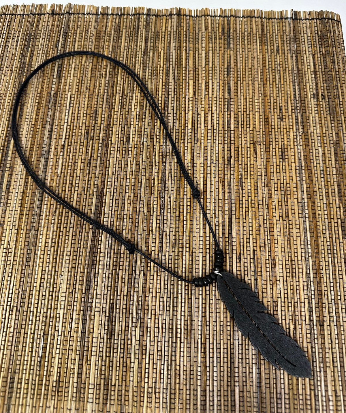 Black or Brown Leaf Necklace Wooden Pendant Adjustable Unisex Nature Jewelry