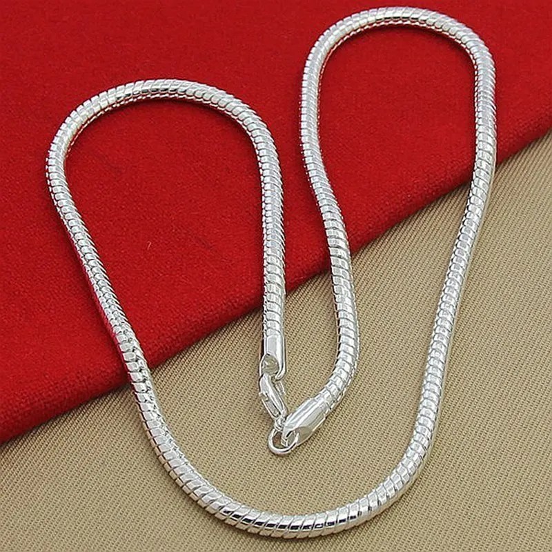Hot 925 Sterling Silver 3mm Snake Chain Necklace Women Man Party Jewelry