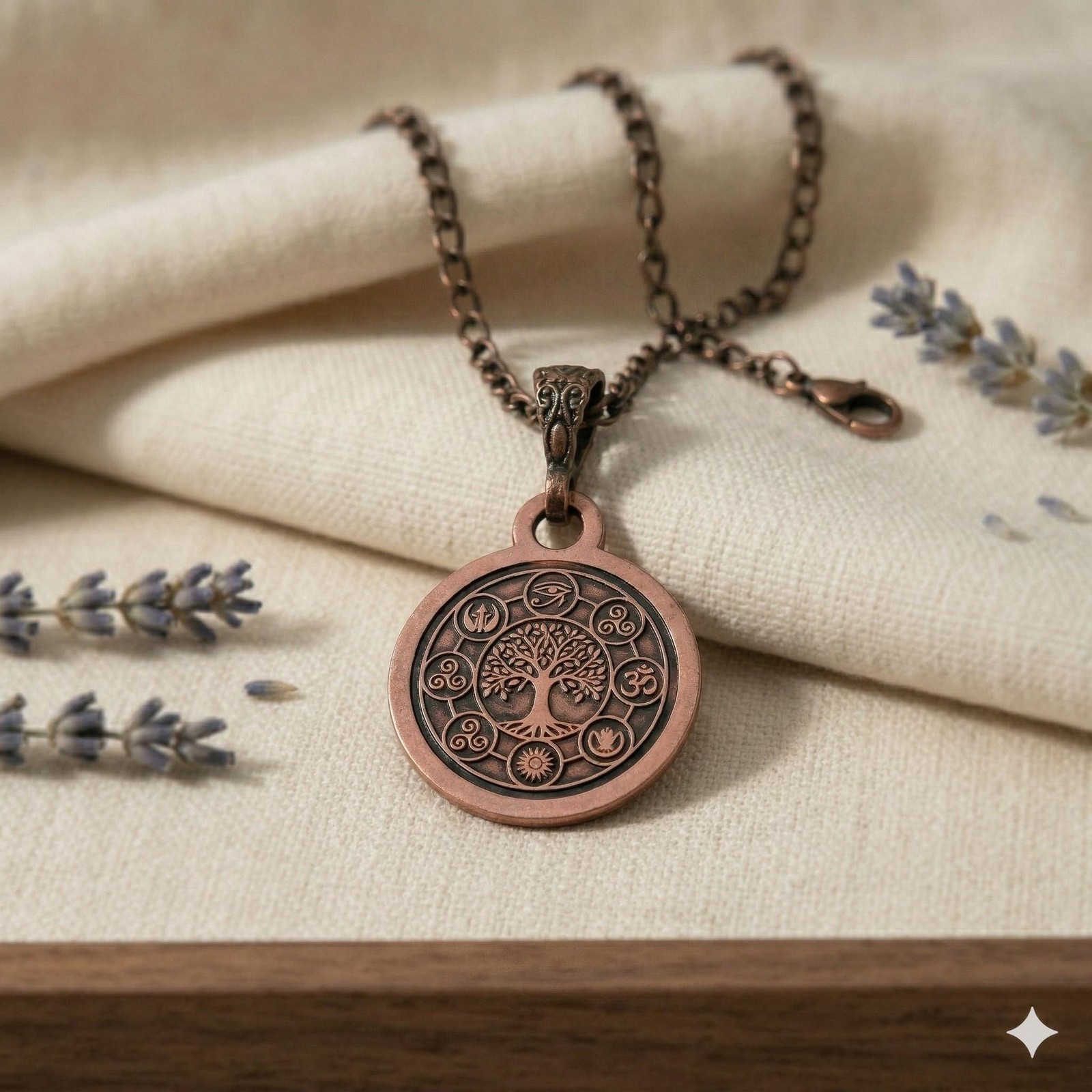 Pure Copper Spiritual Tree of Life + Eye of Horus Necklace – Handmade Boho Gift