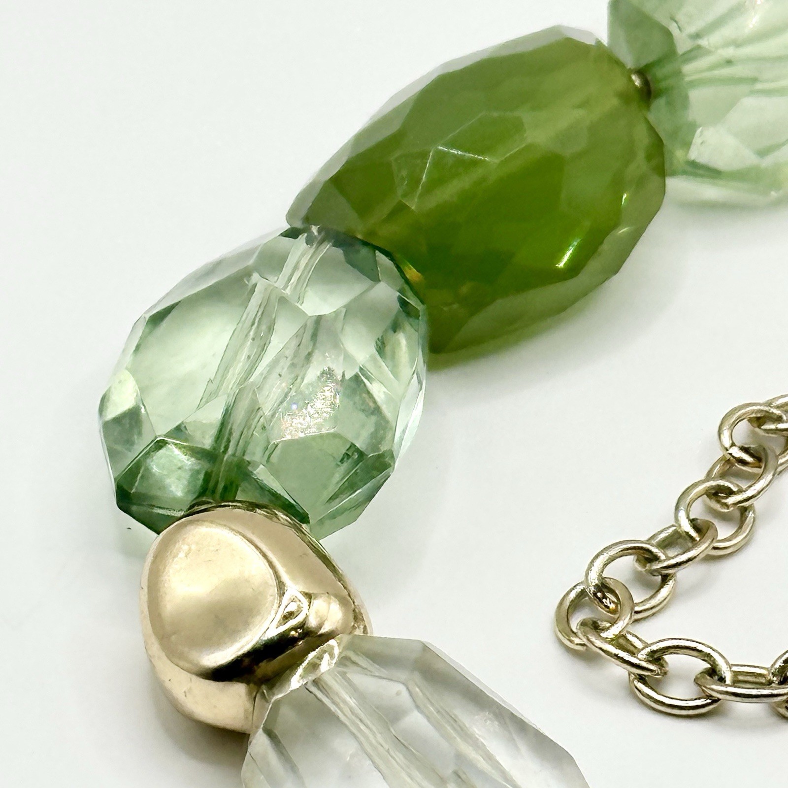 Dana Buchman Faceted Acrylic Green Bead Statement Necklace 17-20”