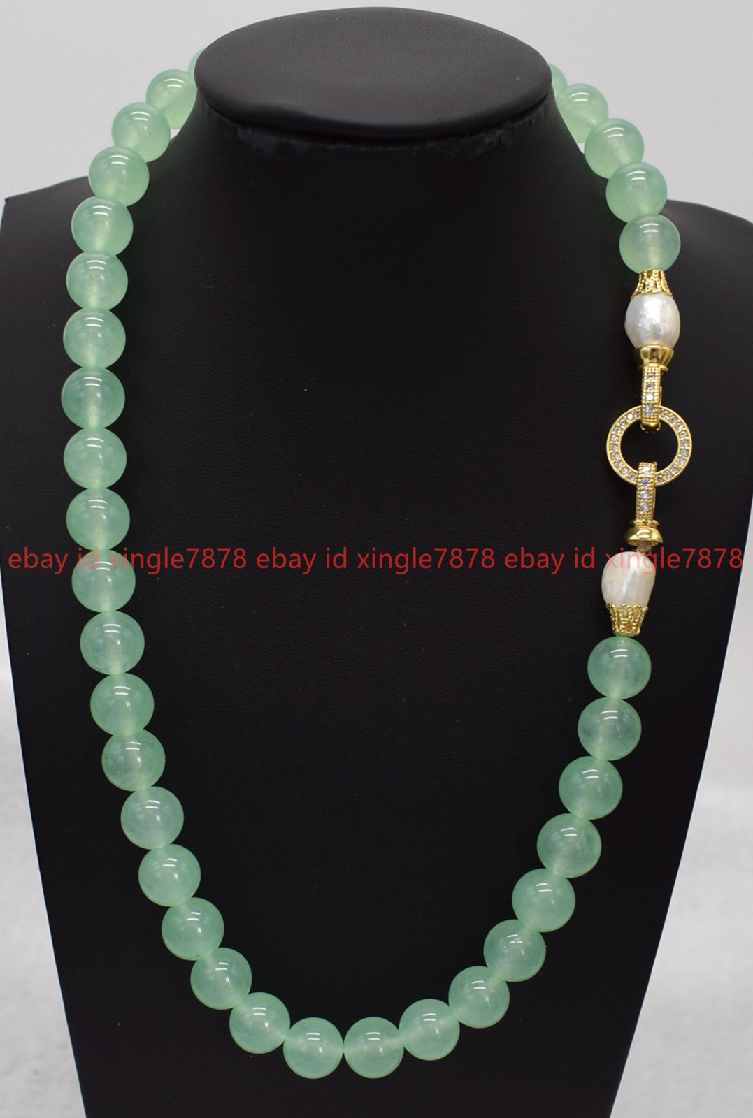 New Fashion 8/10/12mm Light Green Jade Pearl Round Gemstone Neckalce 16-28in