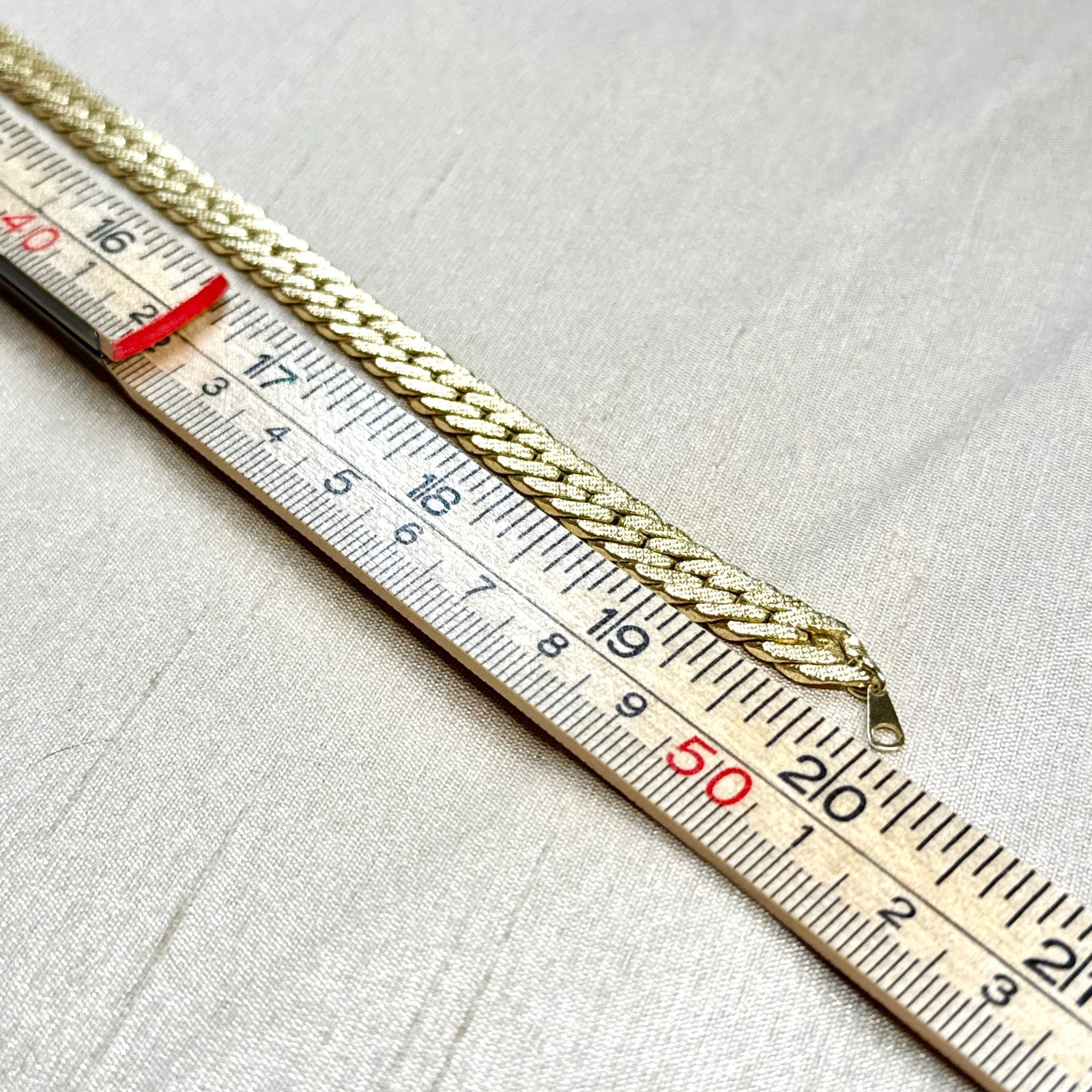 Gold Plated Flat Herringbone Chain Choker Necklace, Vintage Estate – 20 in