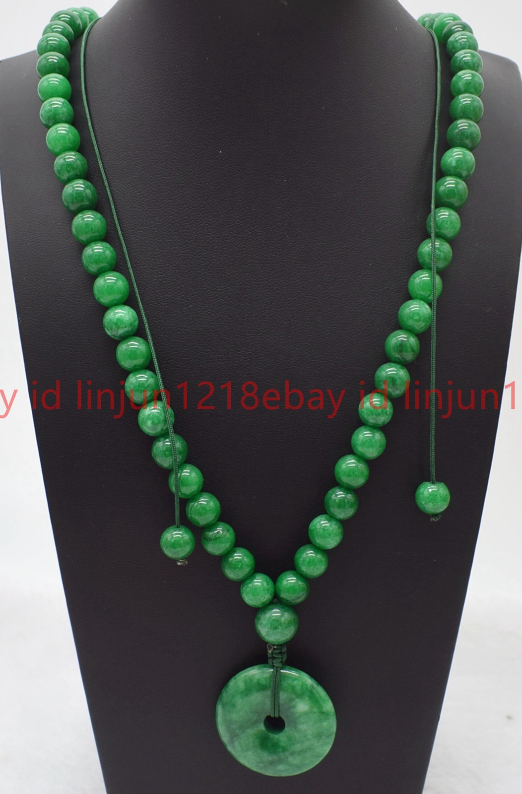 New Natural 6/8/10mm Green Jadeite Round Gemstone Beaded Pendant Necklace 18in