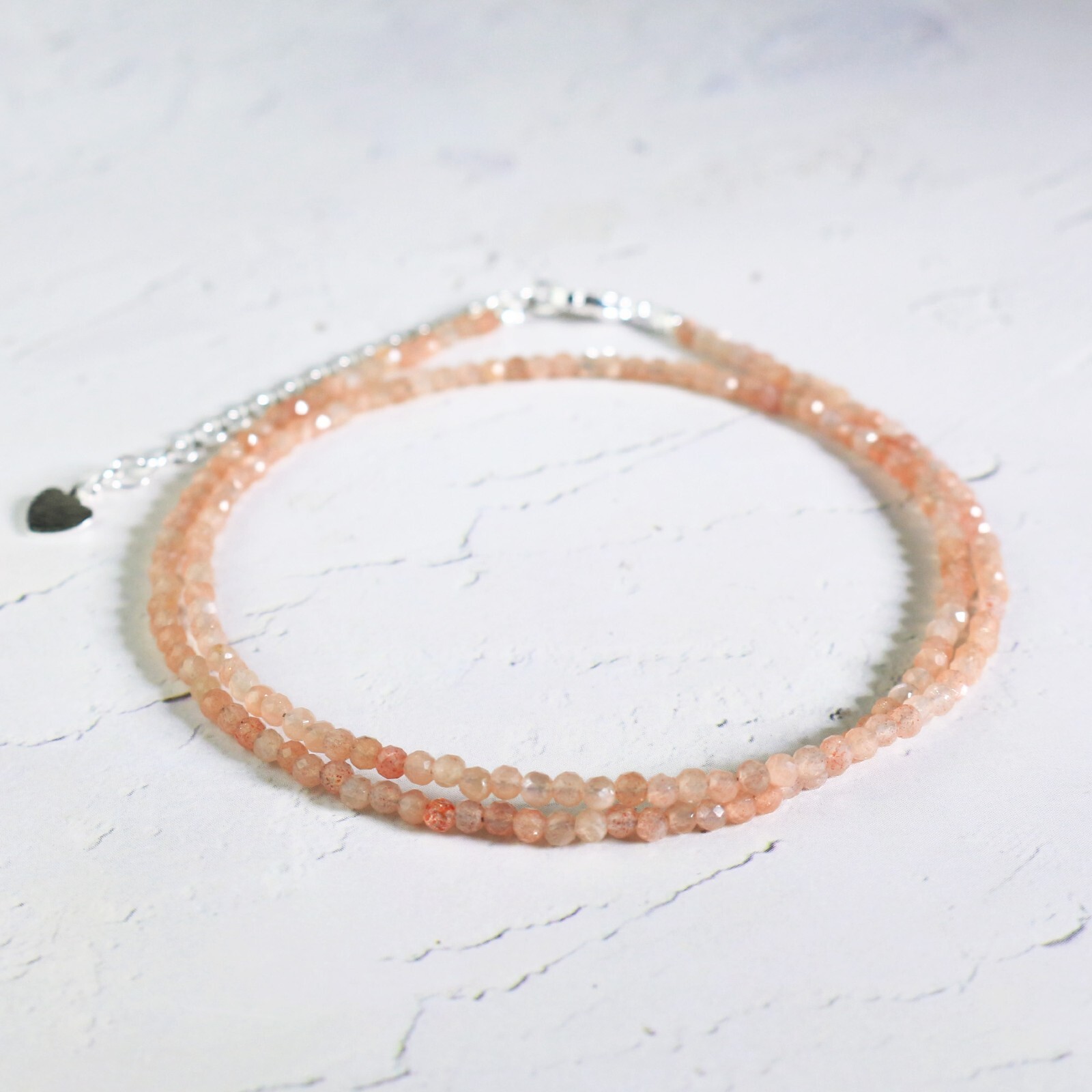2mm Sunstone Tiny Bead Choker Minimalist Delicate Healing Lucky Necklace Gift