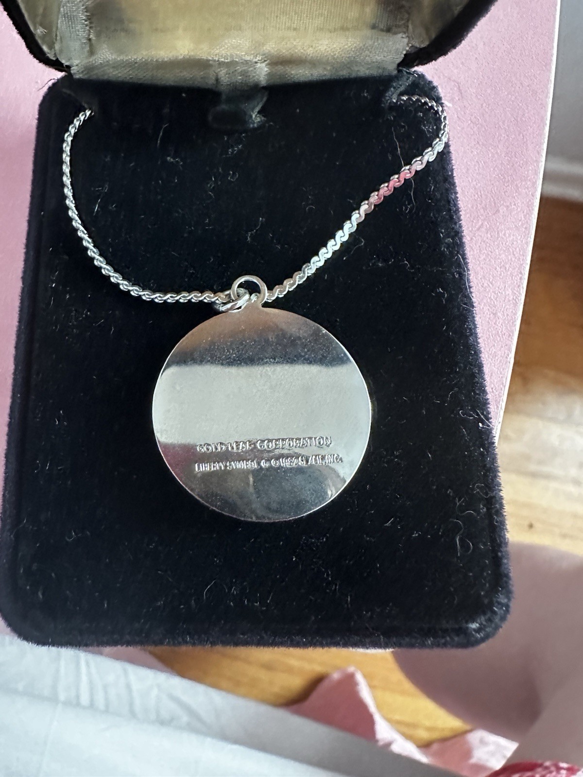 Goldville Corp Liberty Centennial Coin Pendant Necklace Signed Engraved Rope