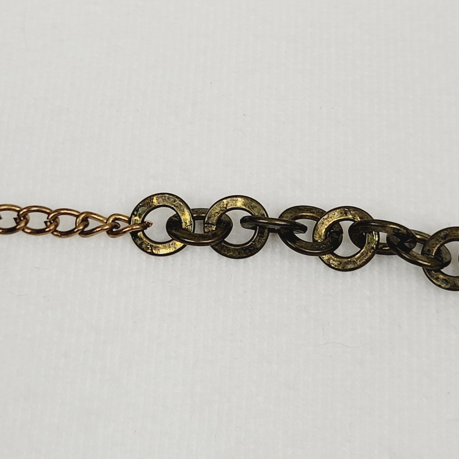 Antiqued Brass Tone Fashion Jewelry Necklace Colorless Rhinestones Statement Art