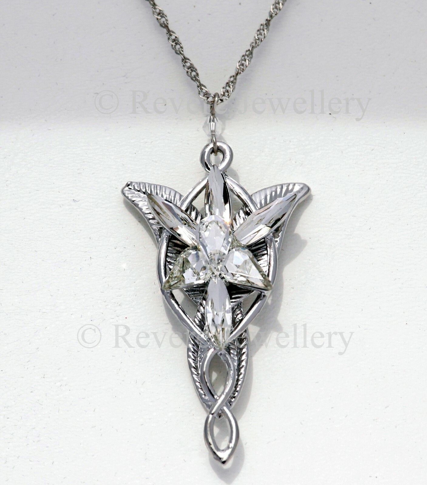 Lord of the Rings Silver EVENSTAR Necklace & Earrings Hobbit LOTR Arwen SET +Bag