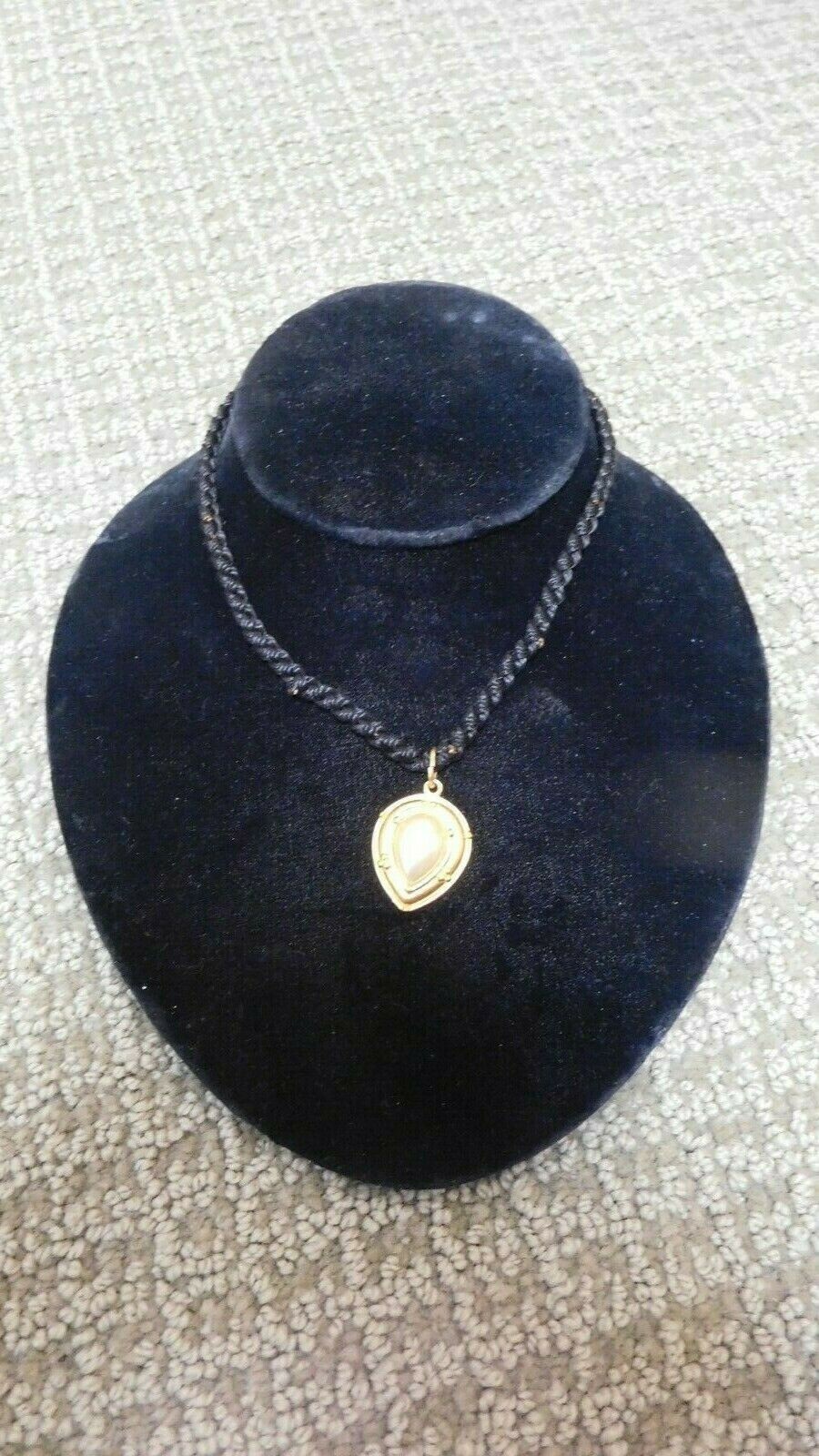 Braided Rope Cord Choker Necklace Faux Pearl Pendant Boho Jewelry