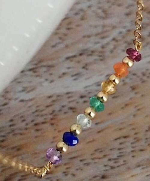 Chakra Rondelle Necklace, 16-20-inch chain