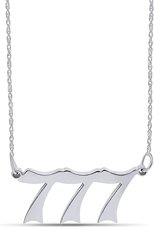 Silver 777 Angel Number Necklace, Jewelry Charms Minimalist Stainless Steel