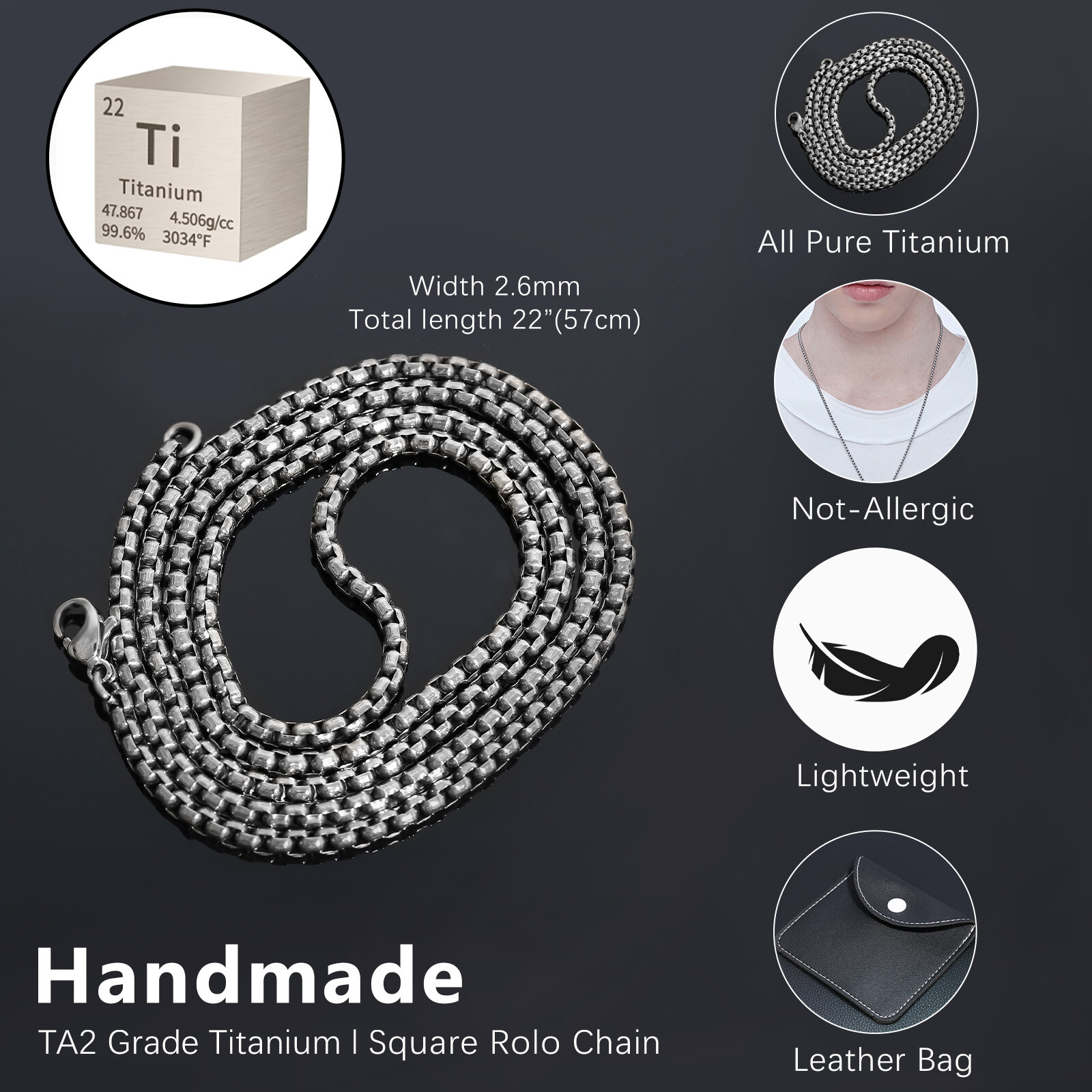 Square Rolo Chain Men’s Chain Fashion Necklace Sliver Fashion Chain Comfort Fit