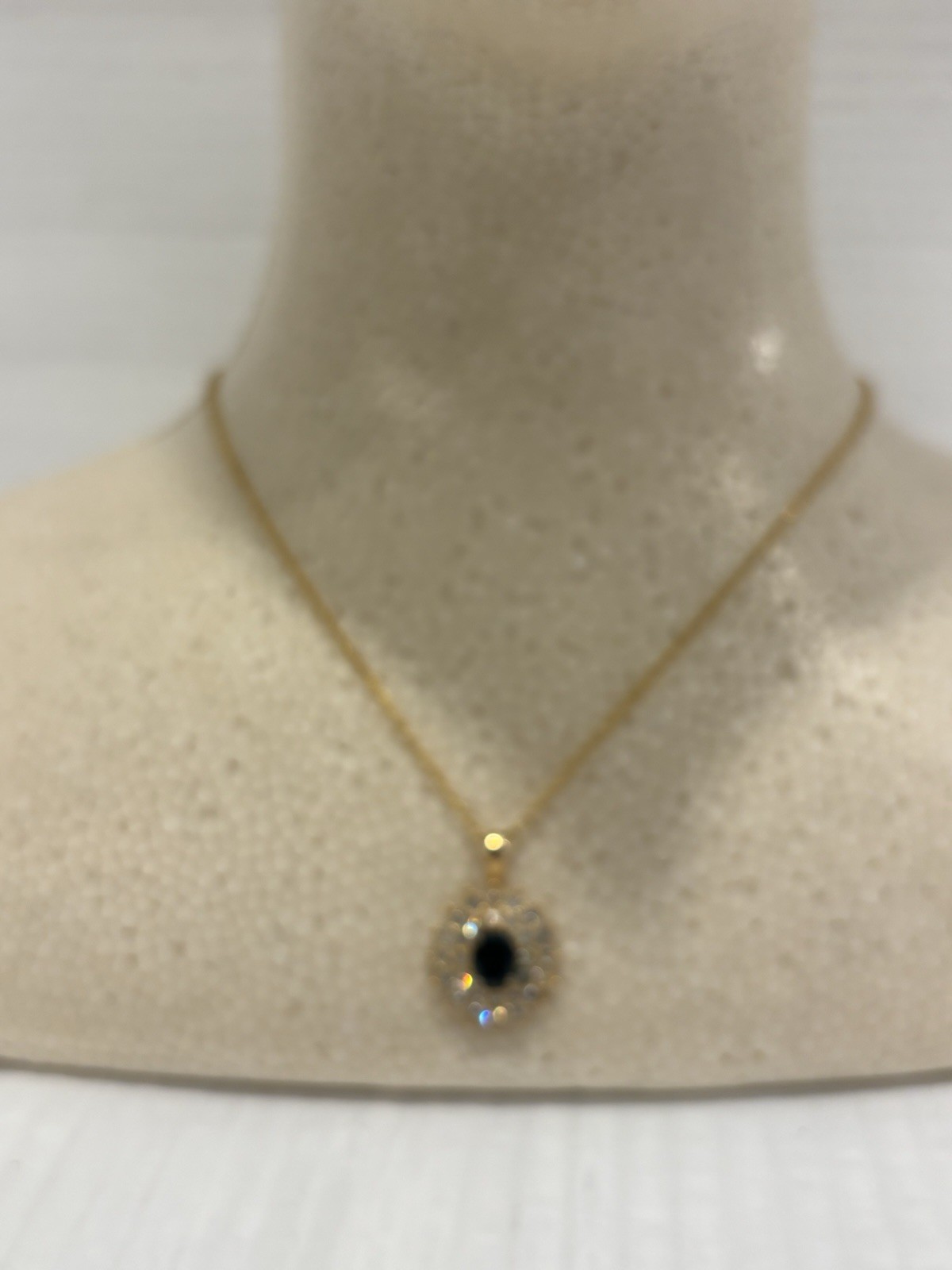 Vintage Signed, “Roman” Gold-Tone Pendant Necklace with Rhinestone Accents