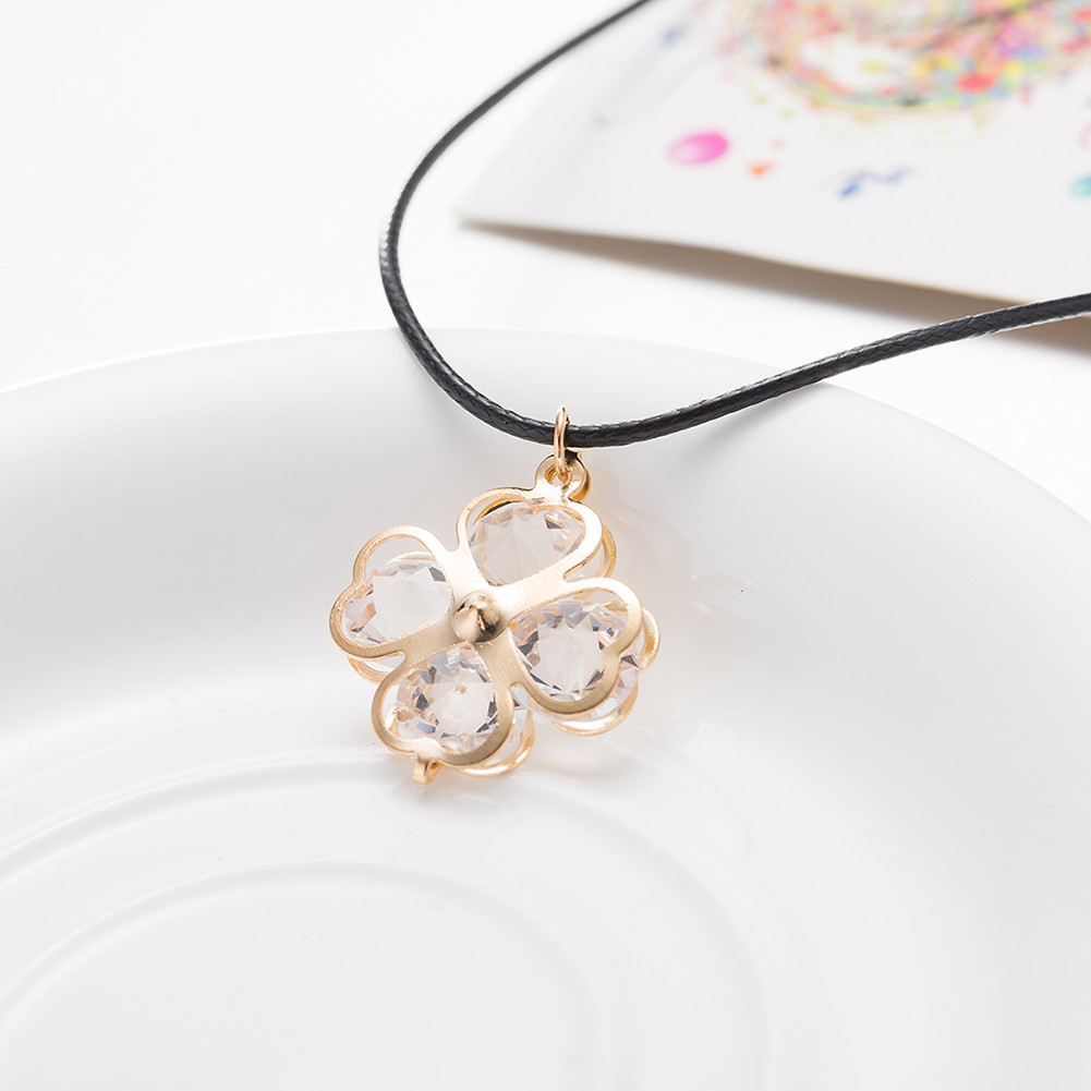 Elegant 18k Yellow Gold Plated Glass Flora Penant Woman Gift Necklace N-A558