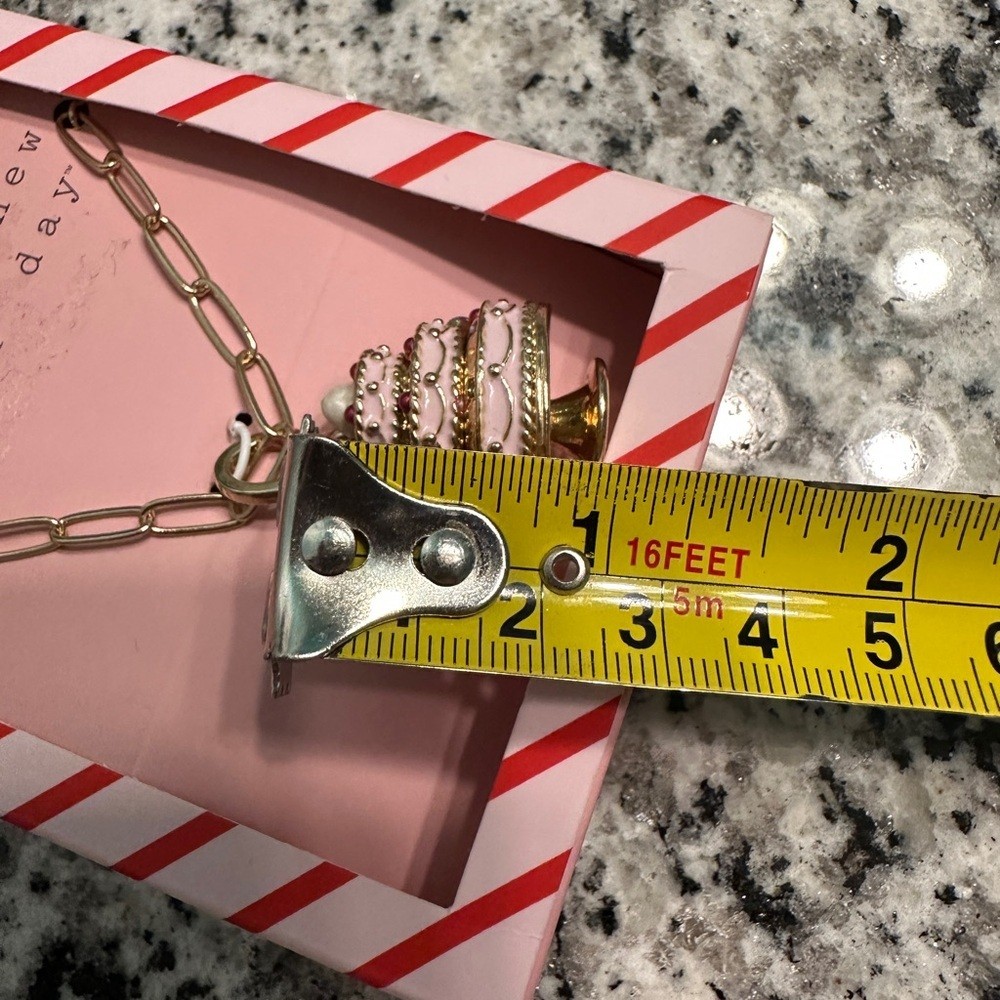 Gold and Pink Cake locket Pendant Necklace