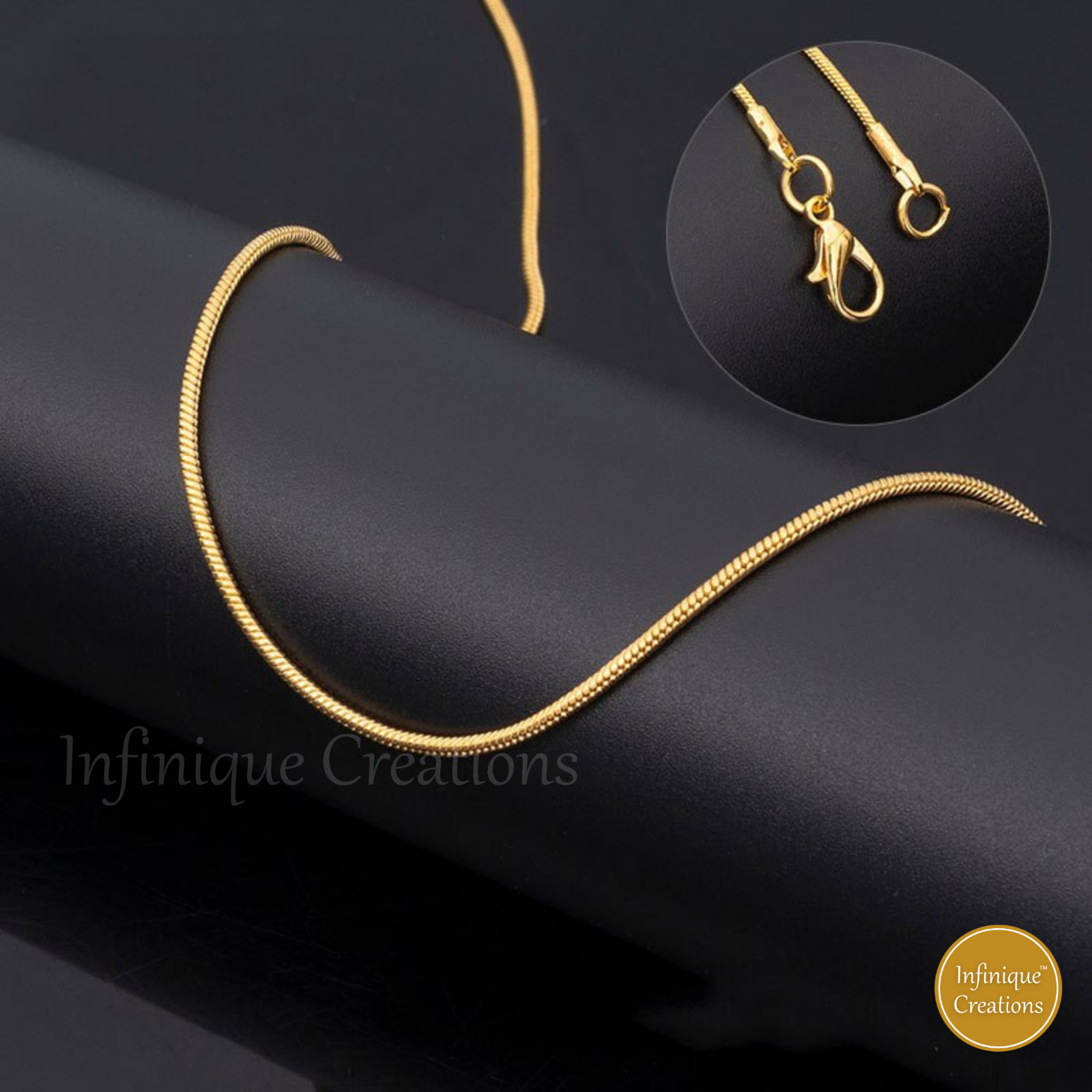 Stainless Steel Round Snake Chain 18K Gold Plated 16-30″ Men Women Necklace