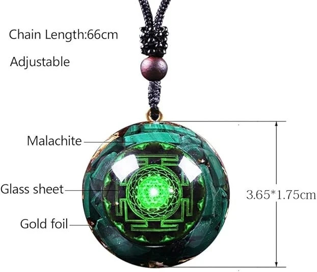 Malachite Orgonite Pendant Healing Protection Talisman Women Men Necklace Gift