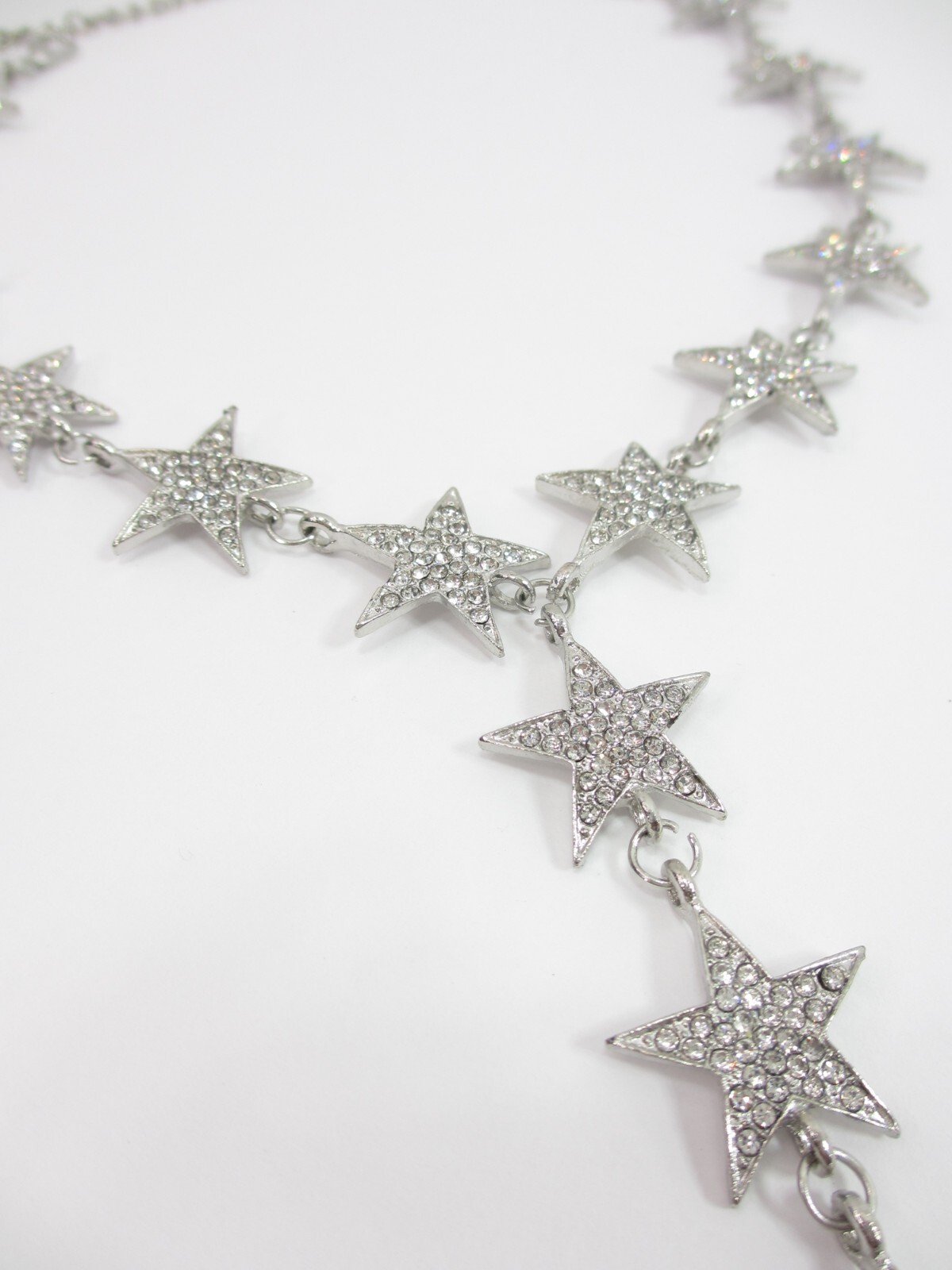 Rhinestone Crystal Star Necklace Lariat Choker Long Twinkle Charms Sparkle Drops