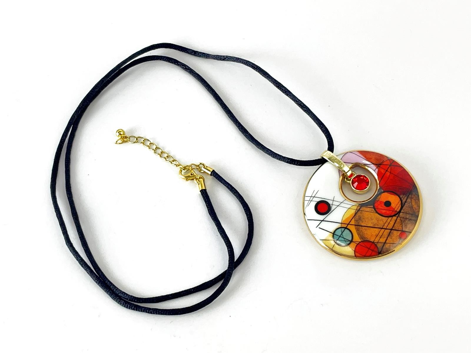 VINTAGE GOEBEL ARTIS ORBIS KANDINSKY PORCELAIN ART PENDANT NECKLACE GERMANY