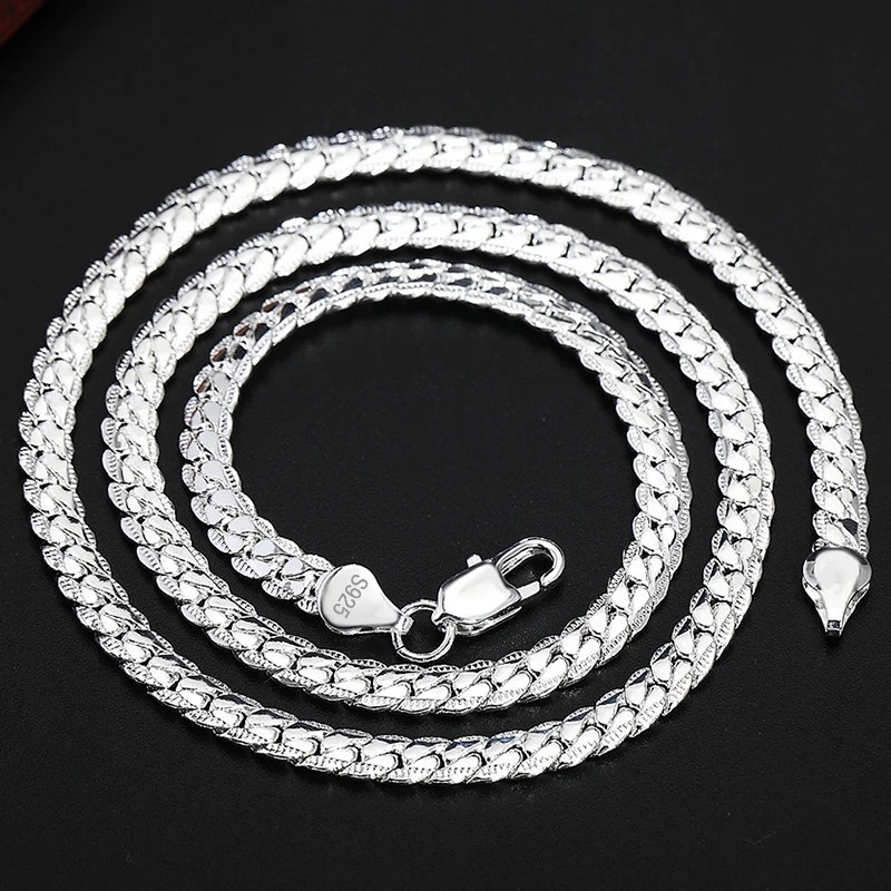 925 Sterling Solid Silver Chain Necklace Jewelry for Women Men Fashion Gift