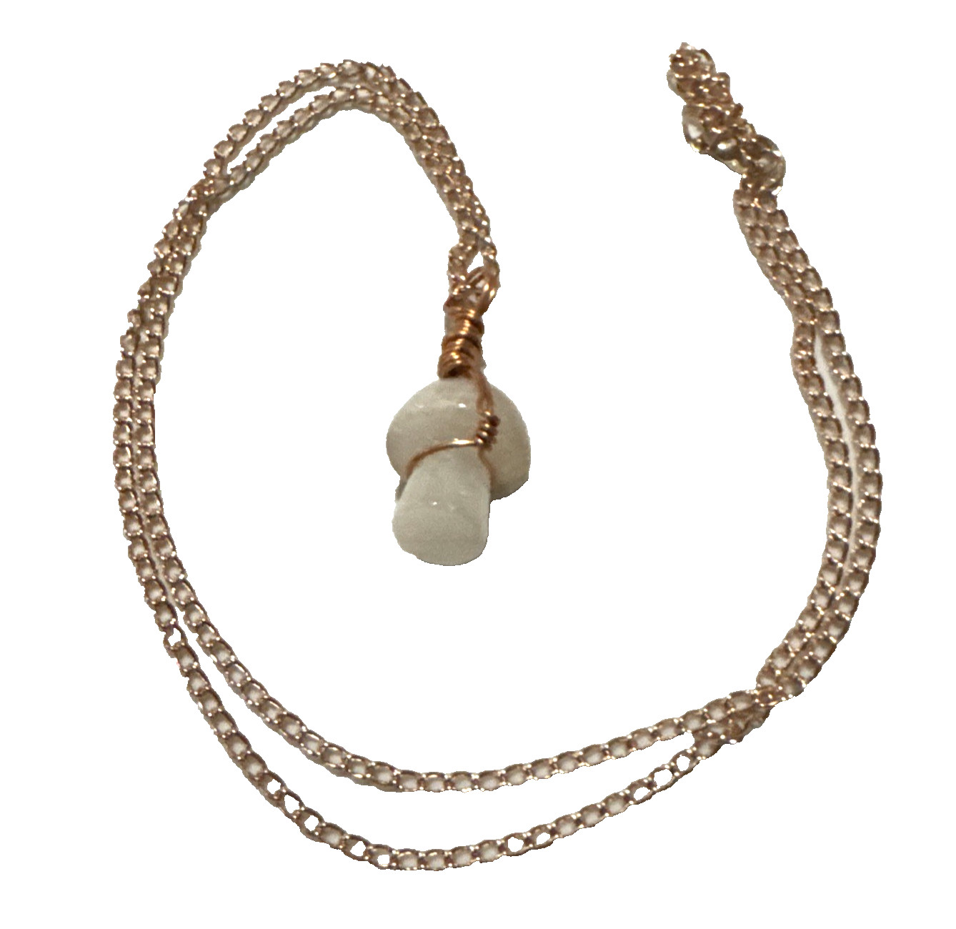 Mushroom Agate Pendant Necklace Jewelry Rose Gold Tone 24″ Chain Genuine Stone