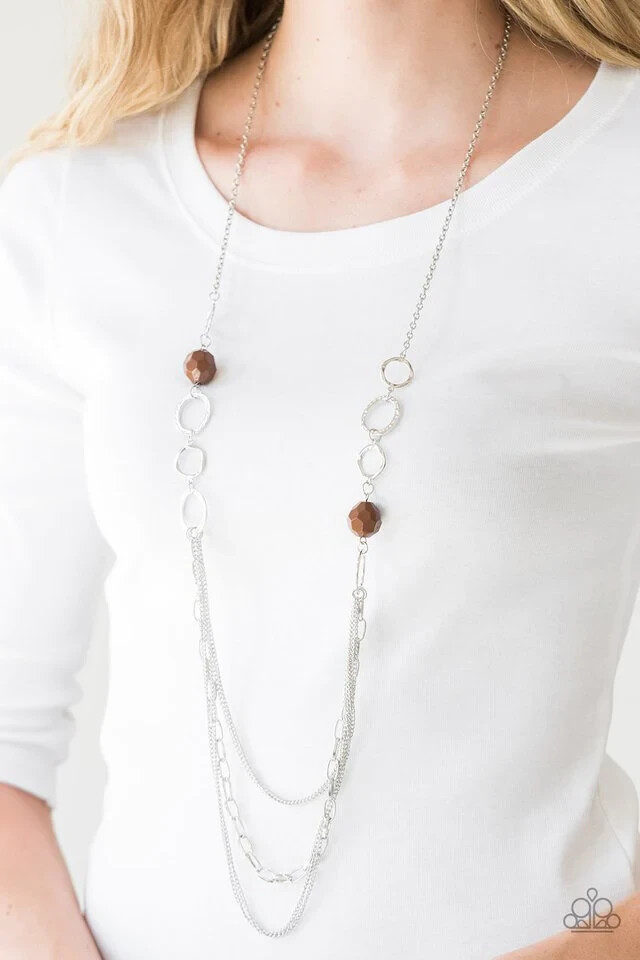 Paparazzi Necklace- Margarita Masquerades- Brown Bead- Long- Statement