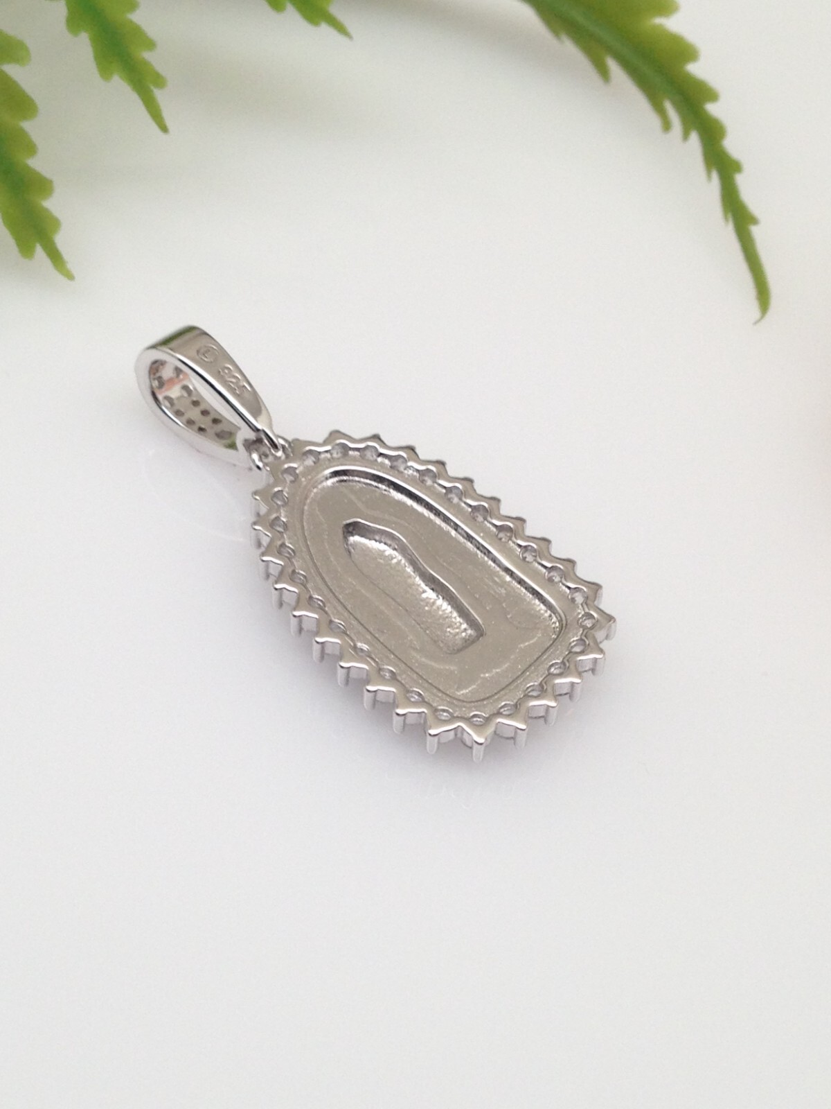 925 Sterling Silver Guadalupe CZ Pendant Women Girls 20mm(0.79″)/32mm(1.26″)