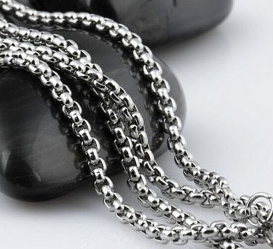 18-32” Lot 5x Silver Fashion Stainless steel Chains Round Rolo chain Necklace