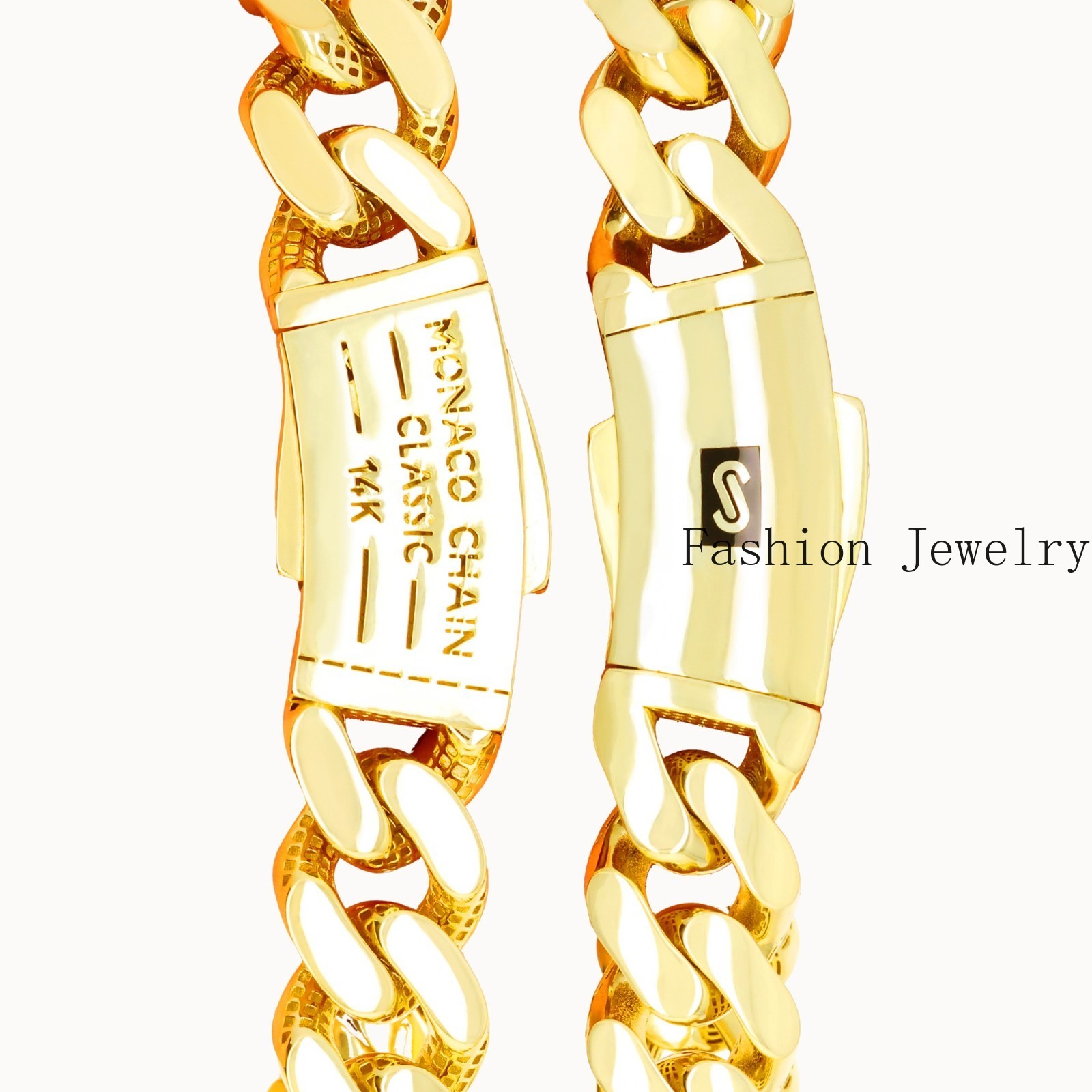 14k Yellow Gold Miami Cuban Royal Monaco Chain 5mm-17mm Necklace Bracelet 7″-30″
