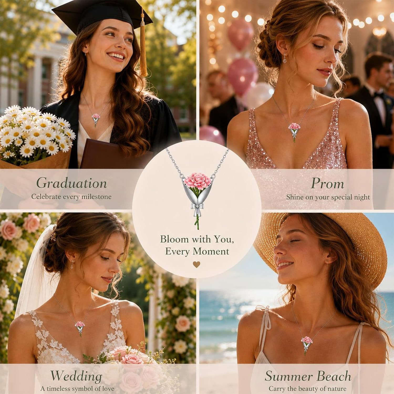 Flower Holder Necklace DIY Flower Bouquet Necklace Floral Vase Pendant for Women
