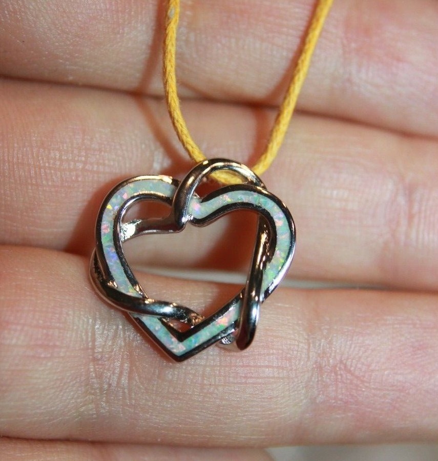 fire opal necklace pendant gemstone silver jewelry cocktail modern petite Heart