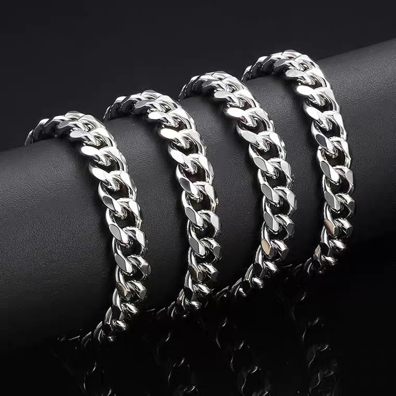 16-36″ Stainless Steel Silver Curb Cuban Chain Necklace Bracelet 3/5/7/9/11/13mm