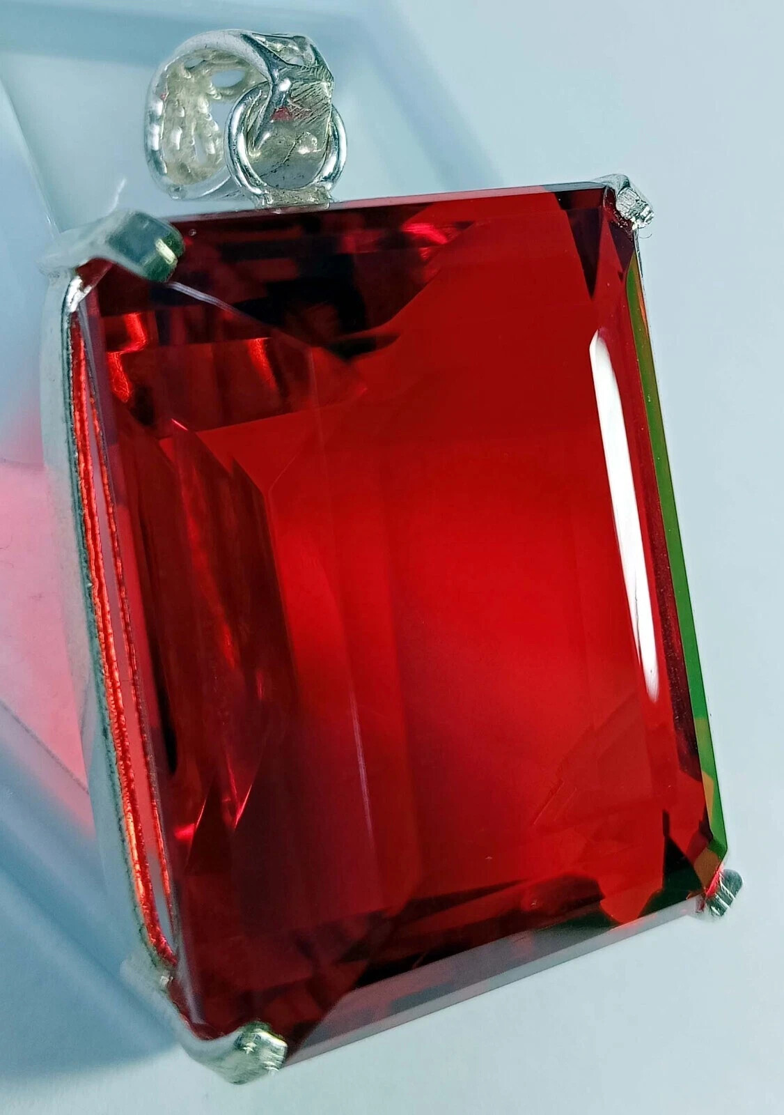Natural Emerald Cut 135+ Ct Pendant Red Topaz Loose Gemstone Certified PD028