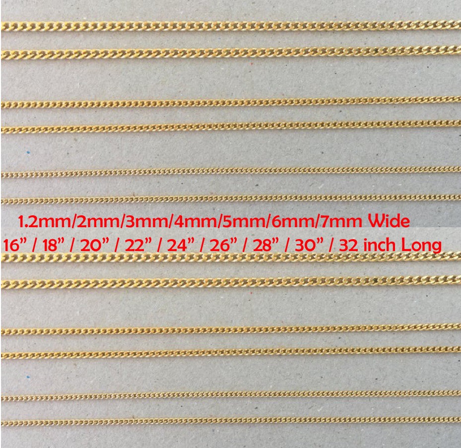 Real 18K Yellow Gold Filled Nickel/Lead Free Cuban Curb Link Chain Necklace C70G