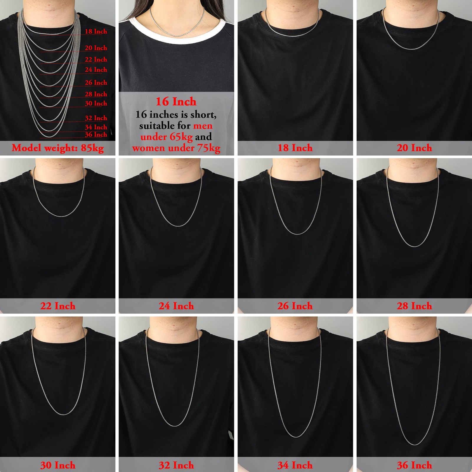 Square Rolo Chain Necklace 2 mm 18 inch Stainless Steel Box Chain Jewelry for…