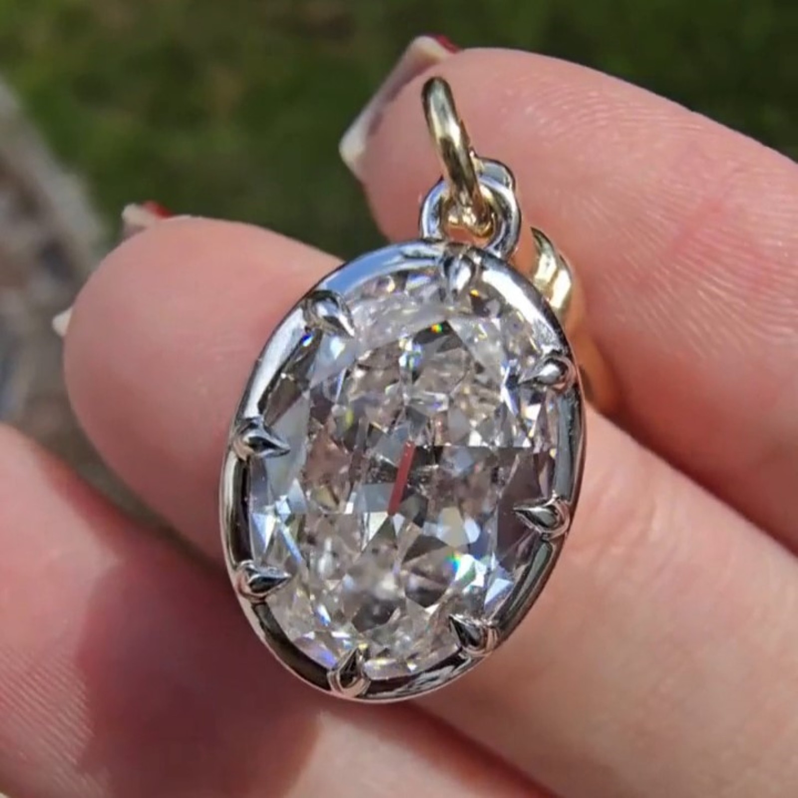 2.50 Ct Oval Cubic Zirconia Pendant Bezel Set Old European Oval Cut Gift For Her
