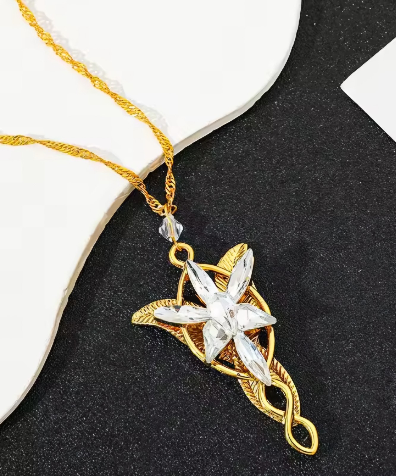 Arwen Evenstar Gold Necklace Aragorn Elven LOTR Lord of the Rings