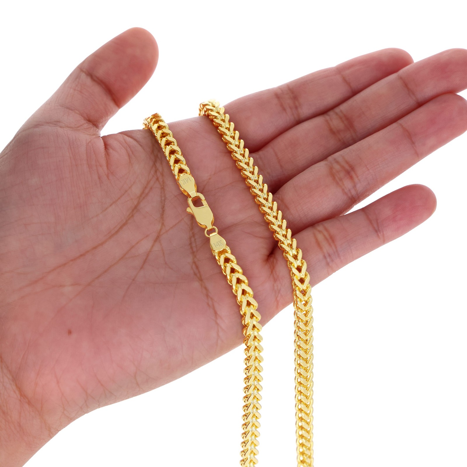 14K Yellow Gold 1.5mm-5mm Franco Square Box Chain Necklace Mens Womens 16″- 30″