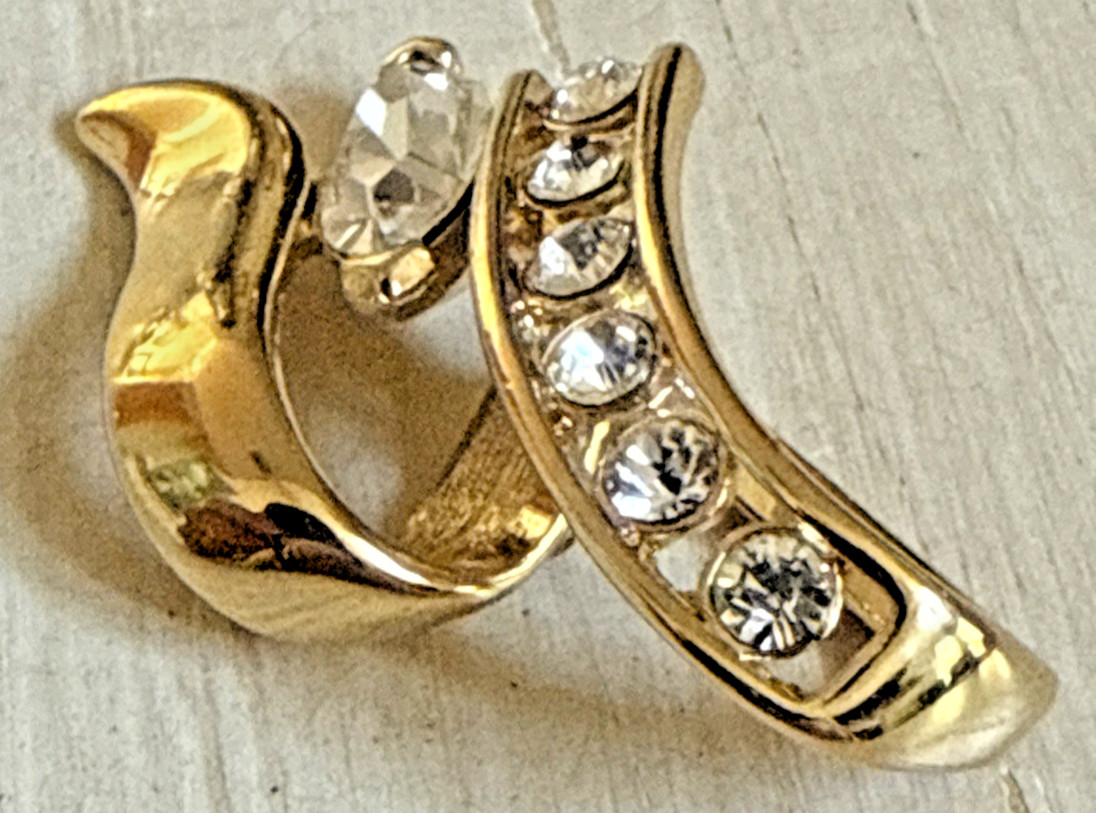 Premier Design Marquise Crystal Pendant Rhinestones Swirl Gold Tone