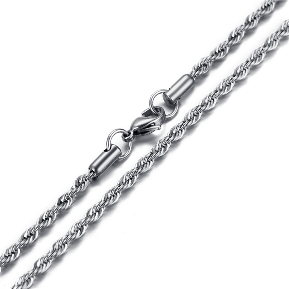 5pcs Wholesale 2.4/3/4mm Stainless Steel Twisted Rope Chain Necklace Men Women