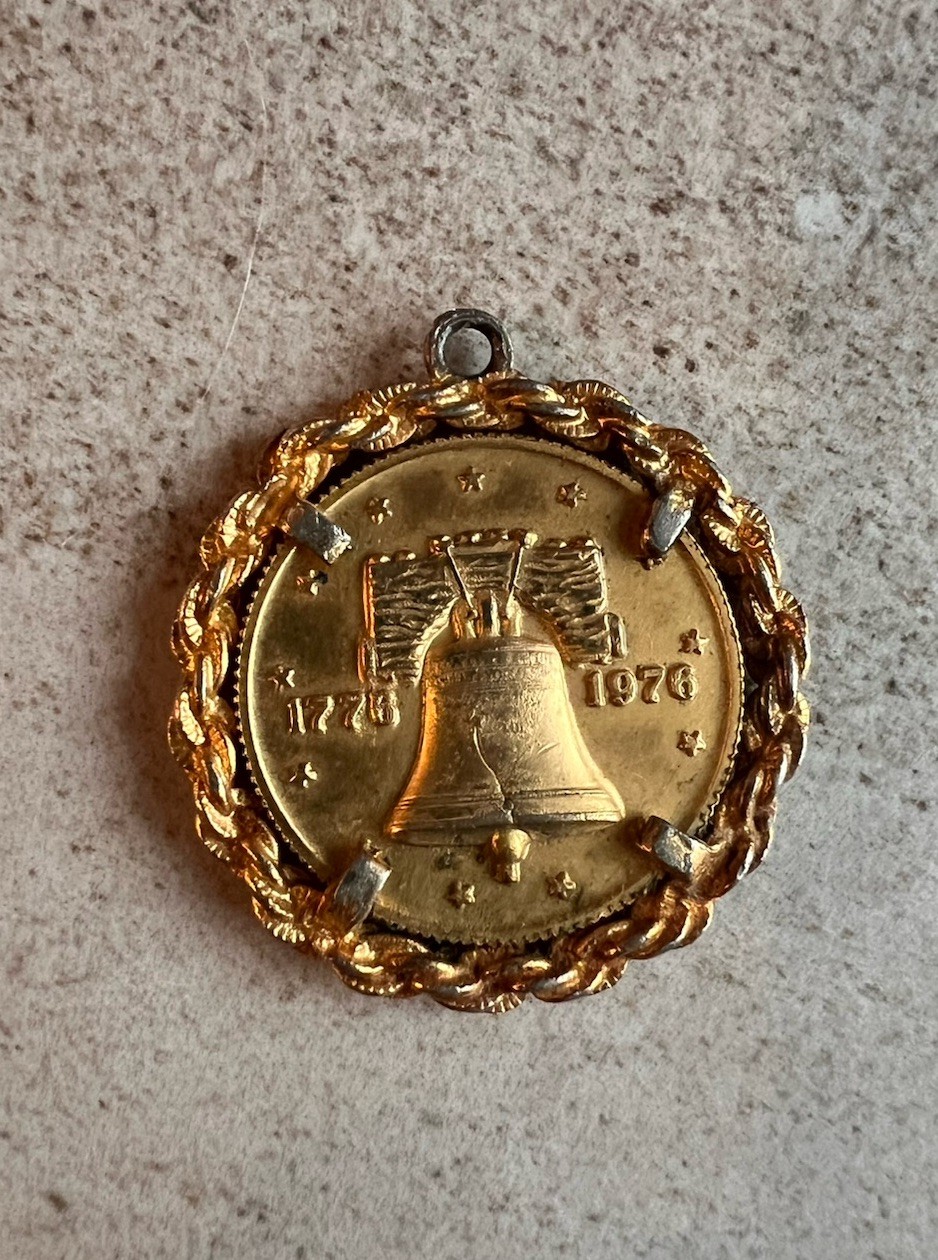 Liberty Bell Coin Pendant For Necklace Or Charm 1776 1976 Has Wear Read C6