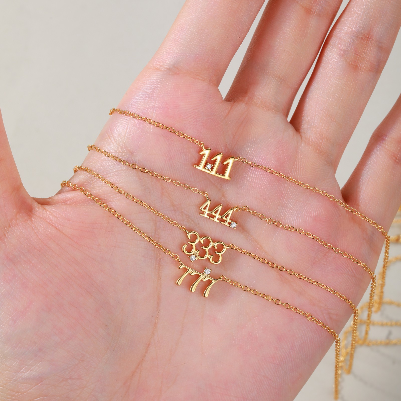 Gold Zircon Necklaces Number Design Collarbone Necklace Clavicle Chain