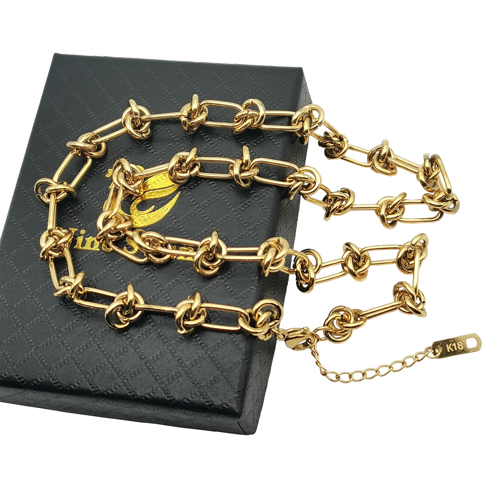 18K Yellow Gold Filled Nickel/Tarnish-Free 16+2 inch 6 mm Knotted Chain Necklace